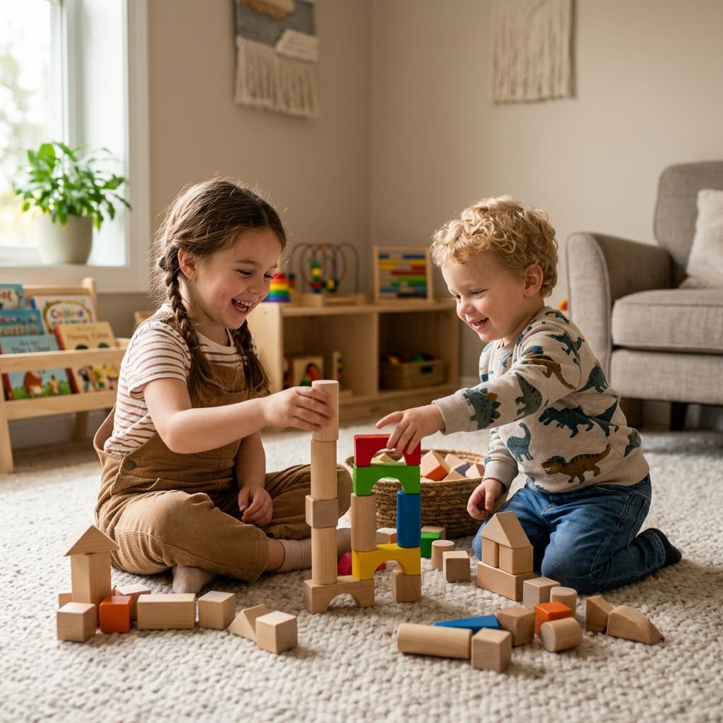 Niños jugando y aprendiendo felices